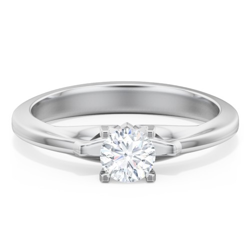 Solitaire Engagement Ring with Peaked Shoulders