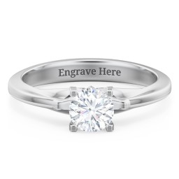 Solitaire Engagement Ring with Peaked Shoulders