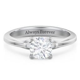 Solitaire Engagement Ring with Peaked Shoulders