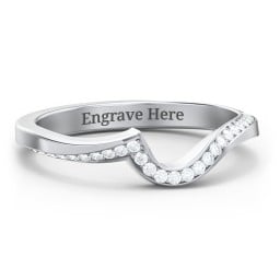 Twisted Wave Band Ring with Diamond Accents