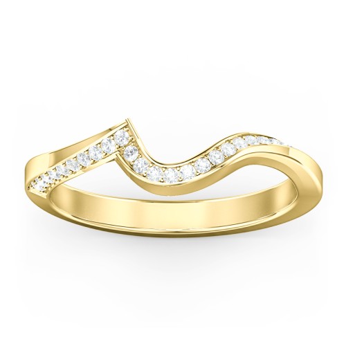 Twisted Wave Band Ring with Diamond Accents