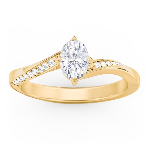 Solitaire Engagement Ring with Twisted Shoulder Accents