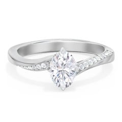 Solitaire Engagement Ring with Twisted Shoulder Accents