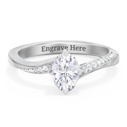 Solitaire Engagement Ring with Twisted Shoulder Accents