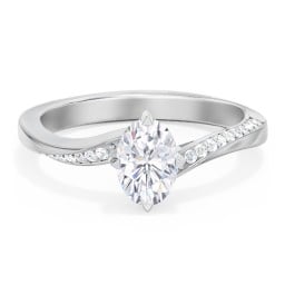 Solitaire Engagement Ring with Twisted Shoulder Accents