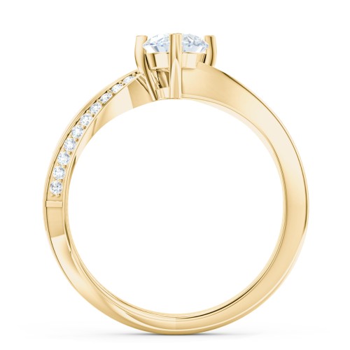 Solitaire Engagement Ring with Twisted Shoulder Accents – 10K Yellow Gold with Lab Diamond