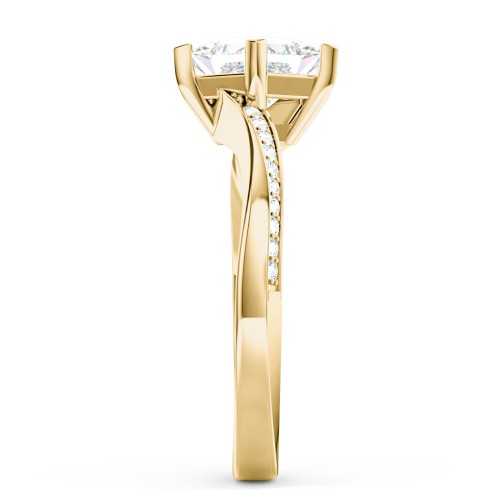 Solitaire Engagement Ring with Twisted Shoulder Accents