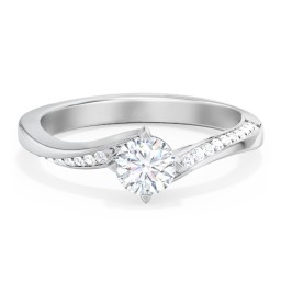 Solitaire Engagement Ring with Twisted Shoulder Accents