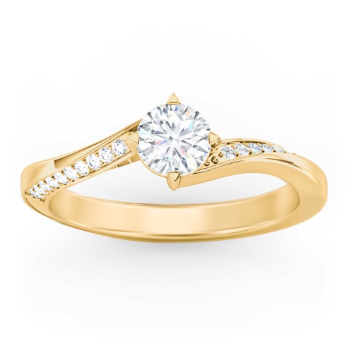 Solitaire Engagement Ring with Twisted Shoulder Accents