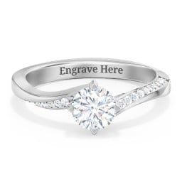 Solitaire Engagement Ring with Twisted Shoulder Accents