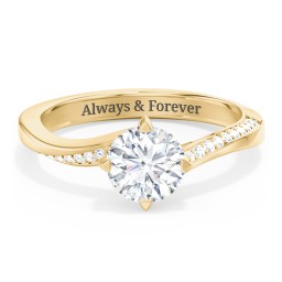 Solitaire Engagement Ring with Twisted Shoulder Accents