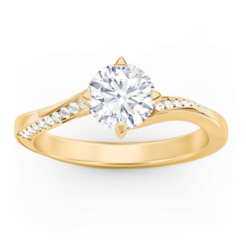 Solitaire Engagement Ring with Twisted Shoulder Accents