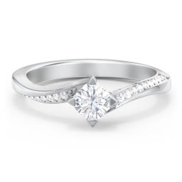 Solitaire Engagement Ring with Twisted Shoulder Accents