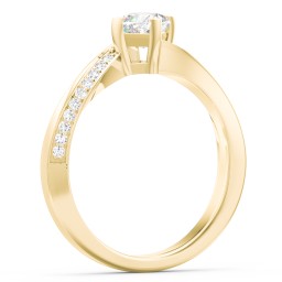 Solitaire Engagement Ring with Twisted Shoulder Accents in 10K Solid Yellow Gold