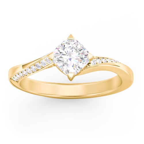 Solitaire Engagement Ring with Twisted Shoulder Accents