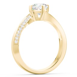Solitaire Engagement Ring with Twisted Shoulder Accents in 10K Solid Yellow Gold