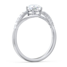 Solitaire Diamond Engagement Ring with Twisted Split Shank and Accents