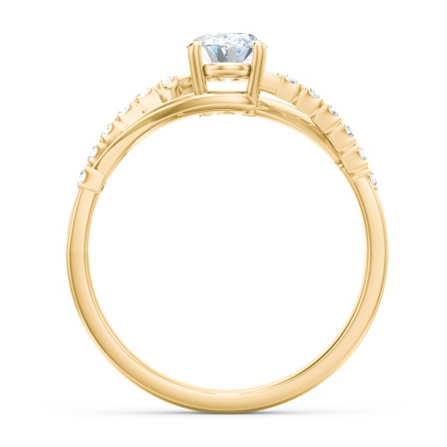 Solitaire Diamond Engagement Ring with Twisted Split Shank and Accents