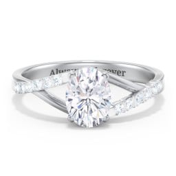 Solitaire Diamond Engagement Ring with Twisted Split Shank and Accents
