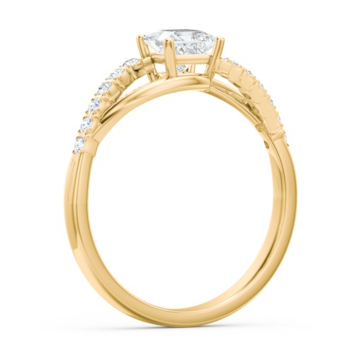 Solitaire Diamond Engagement Ring with Twisted Split Shank and Accents