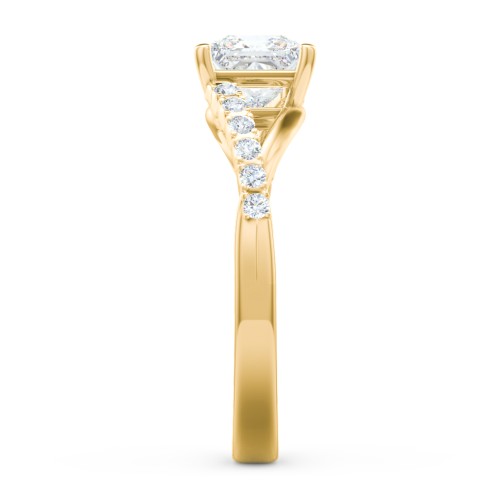 Solitaire Diamond Engagement Ring with Twisted Split Shank and Accents