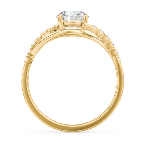 Solitaire Diamond Engagement Ring with Twisted Split Shank and Accents