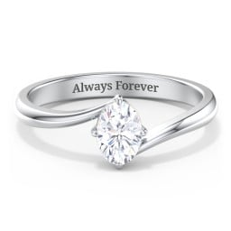 Diamond Solitaire Bypass Engagement Ring