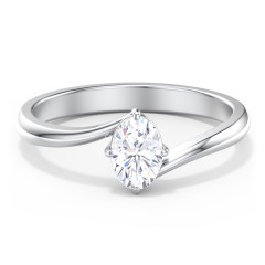 Diamond Solitaire Bypass Engagement Ring – 14K White Gold