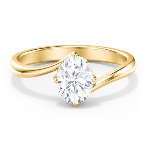Diamond Solitaire Bypass Engagement Ring – 10K Yellow Gold