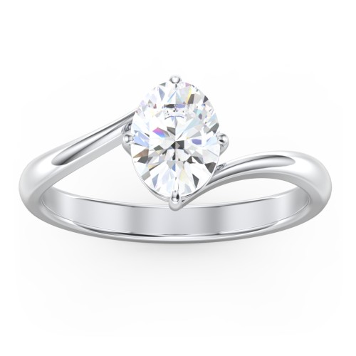 Diamond Solitaire Bypass Engagement Ring – 14K White Gold