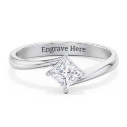 Diamond Solitaire Bypass Engagement Ring
