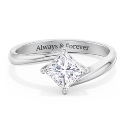 Diamond Solitaire Bypass Engagement Ring