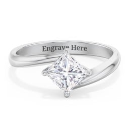 Diamond Solitaire Bypass Engagement Ring