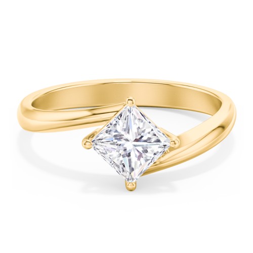 Diamond Solitaire Bypass Engagement Ring