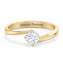 Diamond Solitaire Bypass Engagement Ring in 10K Solid Yellow Gold with 04LABDIAM-RD-0.50-VS2-F-VG