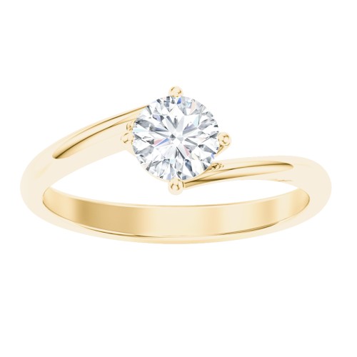 Diamond Solitaire Bypass Engagement Ring – 10K Yellow Gold
