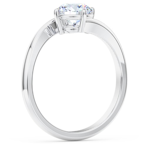 Diamond Solitaire Bypass Engagement Ring – 14K White Gold
