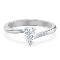 Diamond Solitaire Bypass Engagement Ring – 14K White Gold