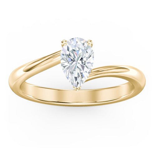 Diamond Solitaire Bypass Engagement Ring