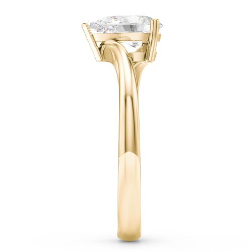 Diamond Solitaire Bypass Engagement Ring – 10K Yellow Gold