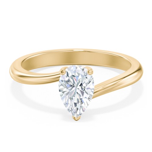 Diamond Solitaire Bypass Engagement Ring – 10K Yellow Gold