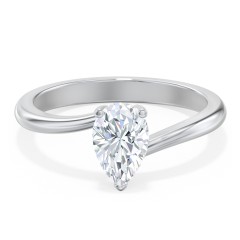 Diamond Solitaire Bypass Engagement Ring – 14K White Gold