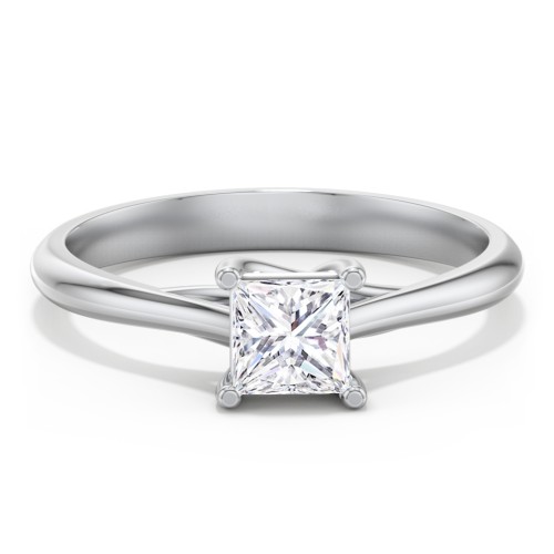 Classic Solitaire Engagement Ring – 14K White Gold