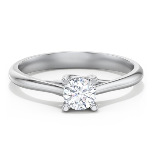 Classic Solitaire Engagement Ring – 14K White Gold
