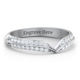 V-Shape Double Row Accented Band Ring