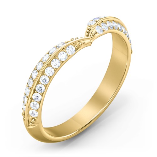 V-Shape Double Row Accented Band Ring