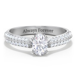 Diamond Solitaire Engagement Ring with Double Row Accents