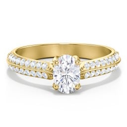 Diamond Solitaire Engagement Ring with Double Row Accents