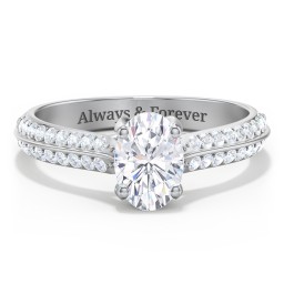 Diamond Solitaire Engagement Ring with Double Row Accents