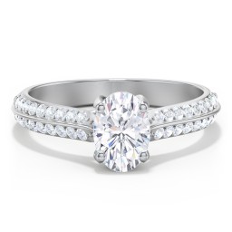 Diamond Solitaire Engagement Ring with Double Row Accents